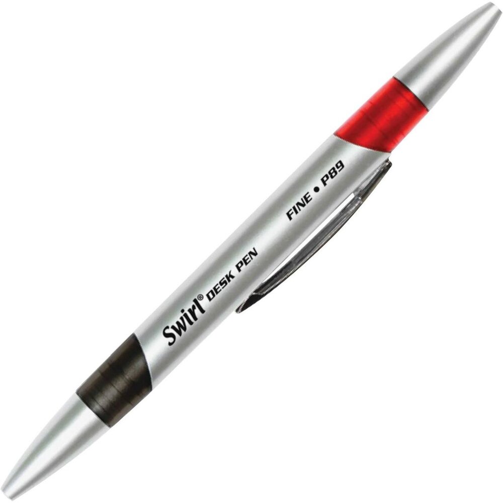 Moon Products Retractable Swirl Desk Pens Fine Point Red/Black Ink 12/Pack